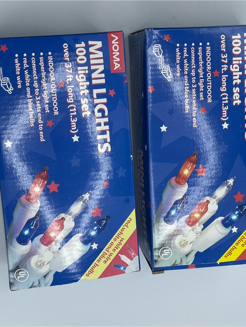 NOMA Mini Holiday String Lights - Red, White & Blue - 100 Mini Bulbs